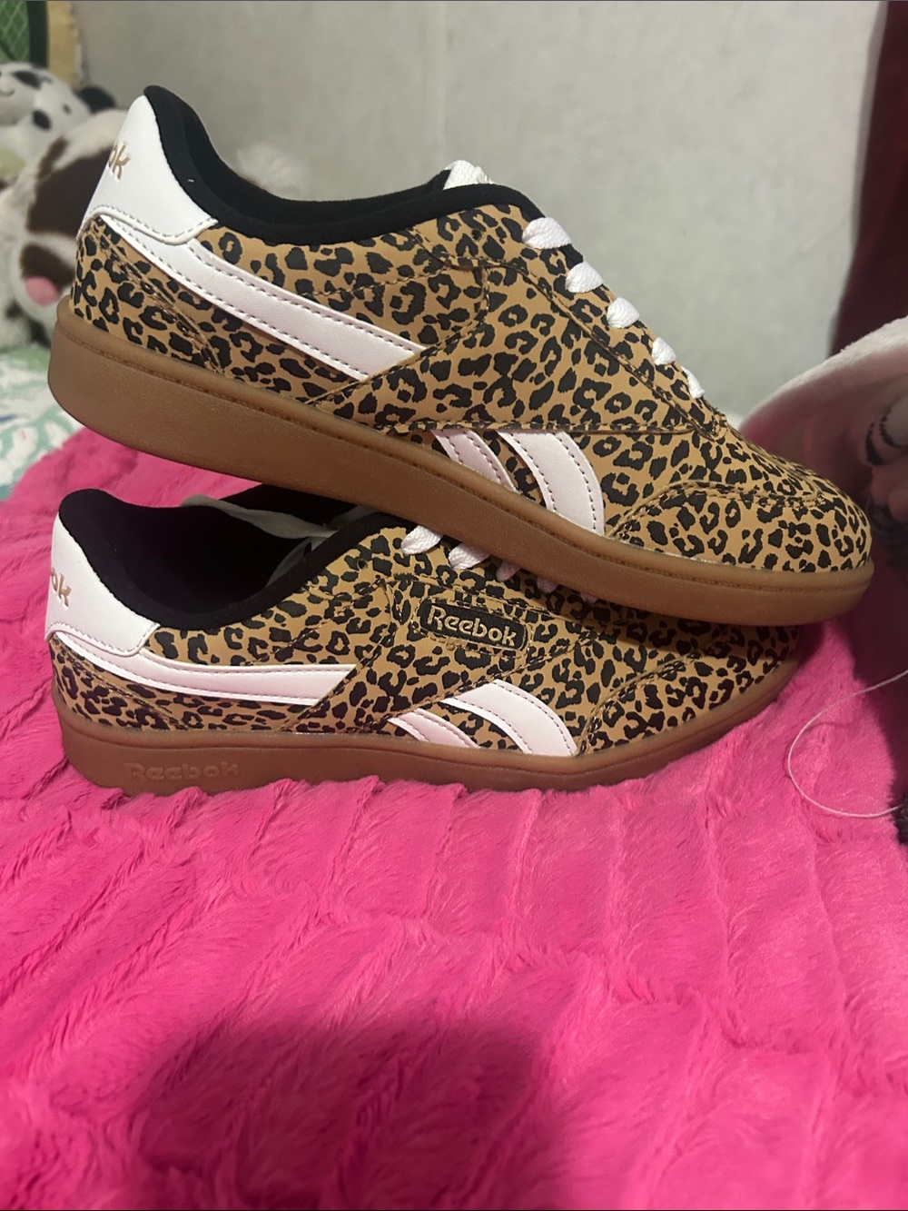 Reebok Leopard Print Sneakers - Tan, Black & White - Picture 2 of 2